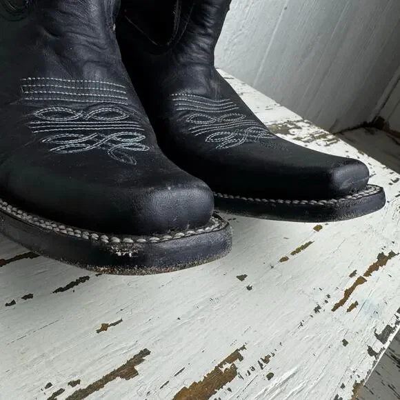 Dos Amigos Western Wear Black Pointed Toe Men's Boots Size 9 Mexico Leather